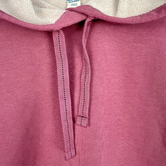 NWT Old Navy Fleece-Lined Hoodie Sweatshirt Rose Boxy Cropped Pullover Womens L - Picture 6 of 16